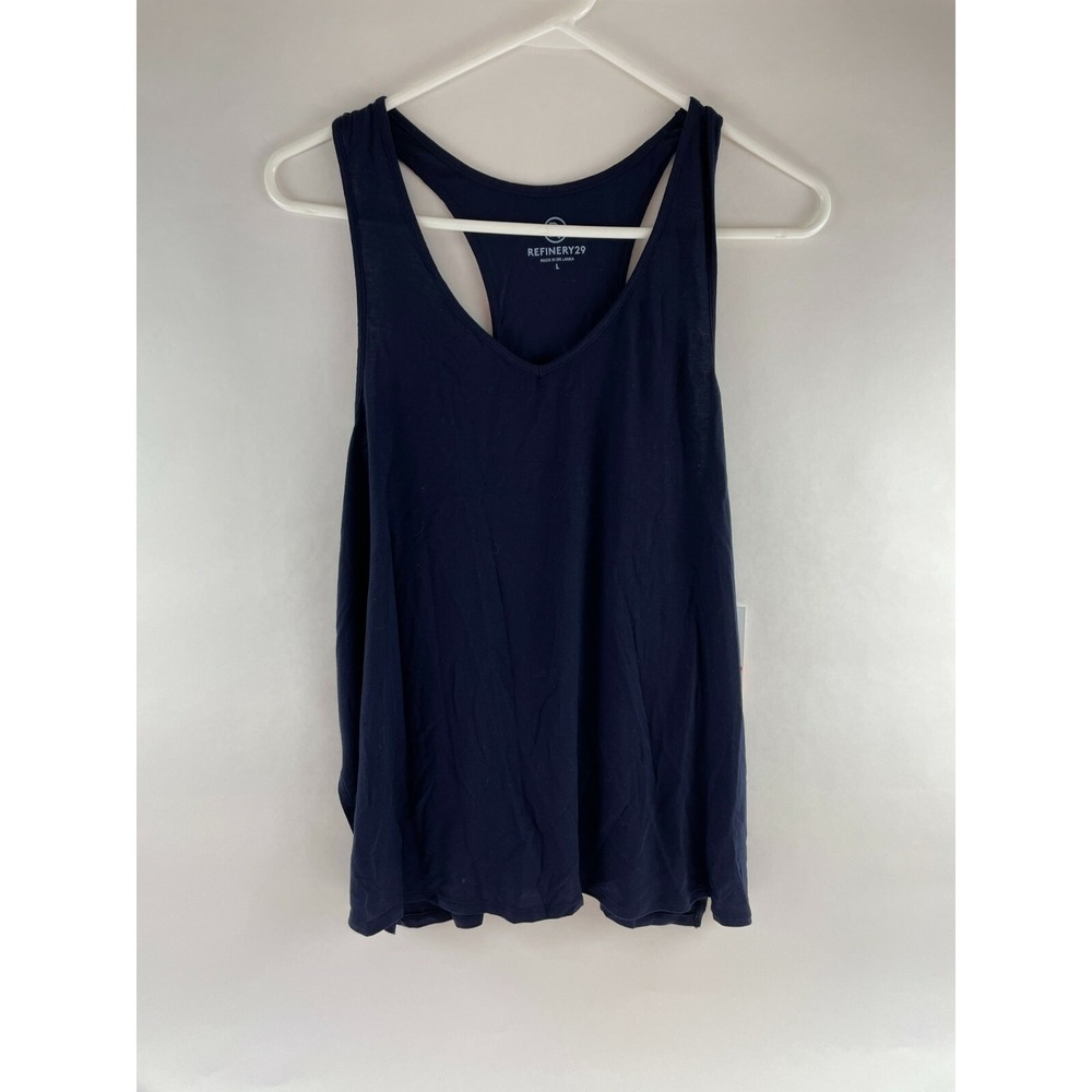 Refinery29 Tank Top Women's Size L Navy Blue Racerback Sleeveless Athletic NWT!